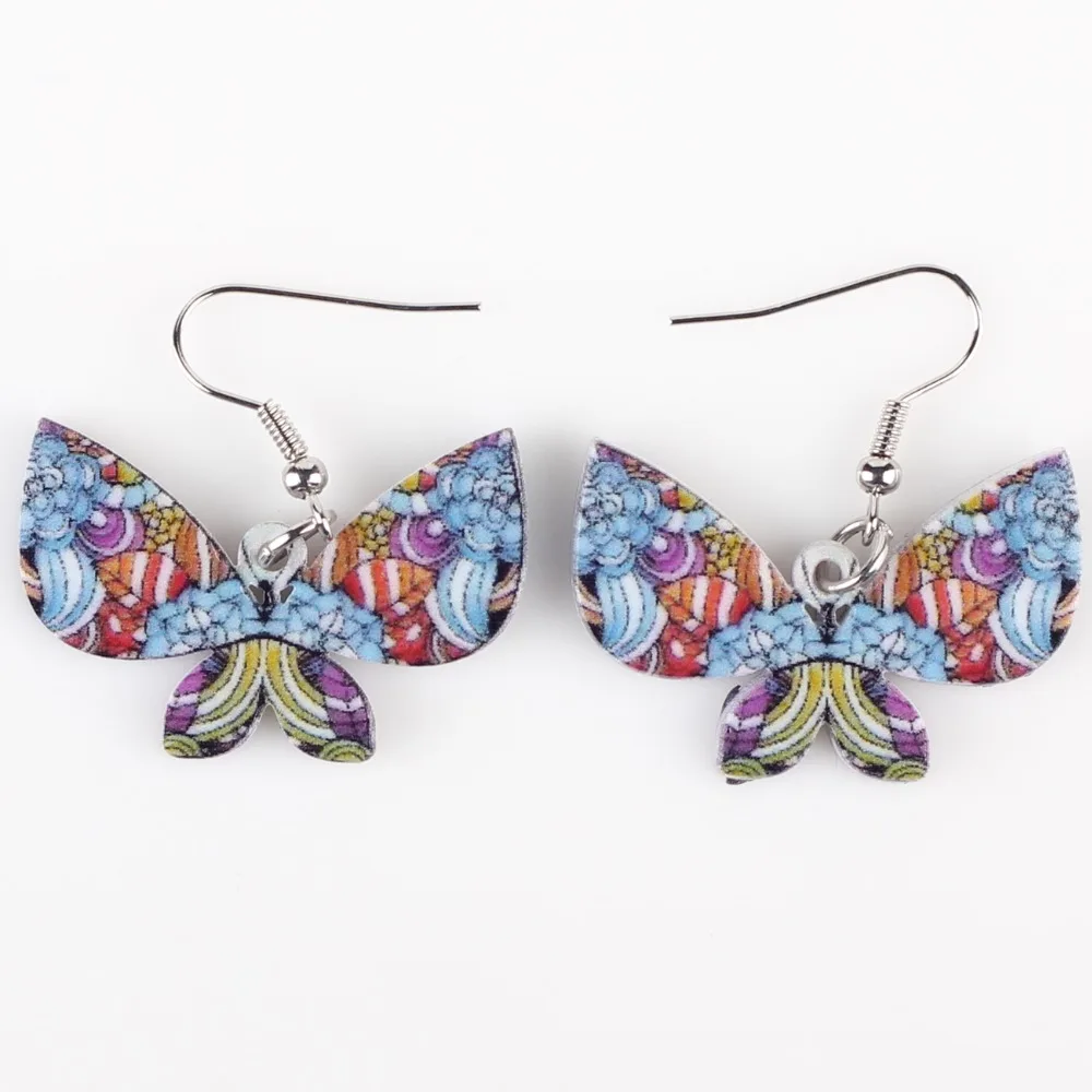 Bonsny Drop Butterfly Earrings Acrylic Art Big Long Danlge Charm Animal New 2016 Fashion Jewelry For Women Accessories | Украшения и