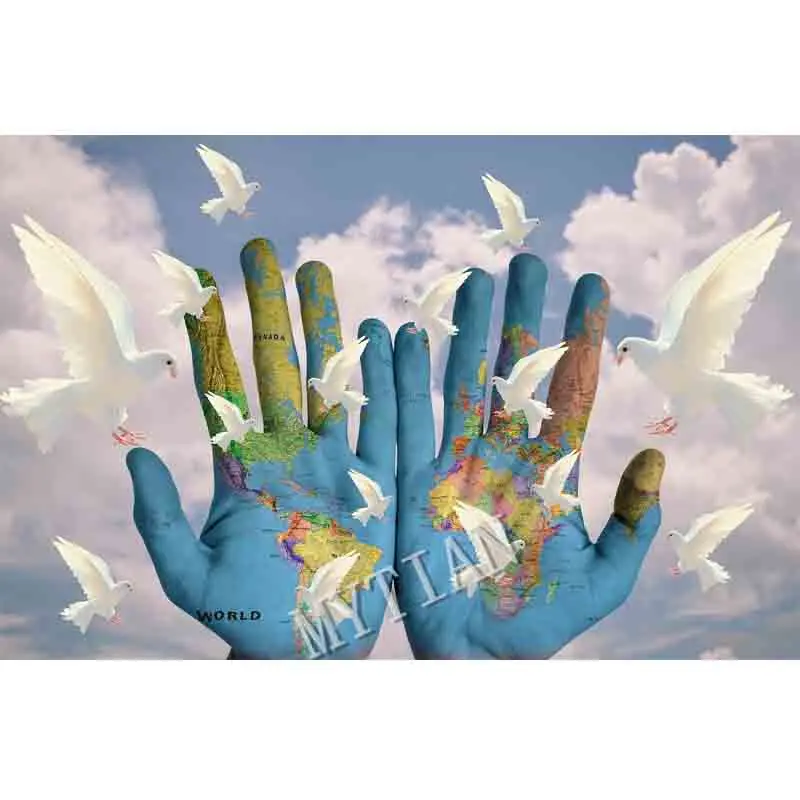 

5D DIY full square/round Diamond Painting World Map In Hand Peace dove Handmade Picture Of Rhinestone Diamond Embroidery Mosaic