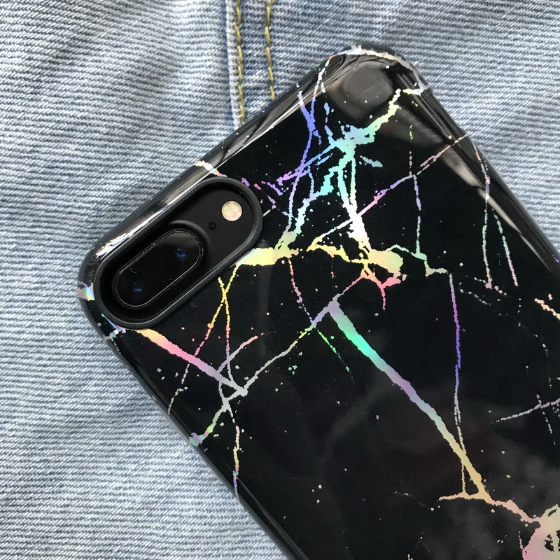 Чехол для телефона Netarlier iphone 7Plus 8Plus черный с мрамором полной защитой экрана