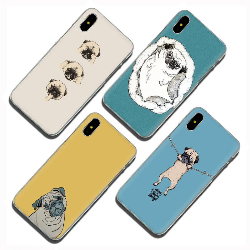 Жесткий чехол с Мопсом для iphone 5 5s 5C SE 6 6s 7 8 plus X XR XS 11 Pro Max