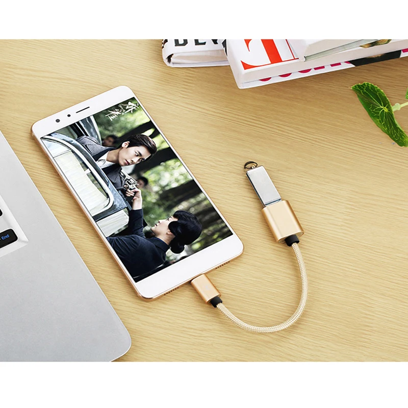 Кабель адаптер OTG с разъемами USB Type C и micro usb 15 см|Переходники адаптеры| |