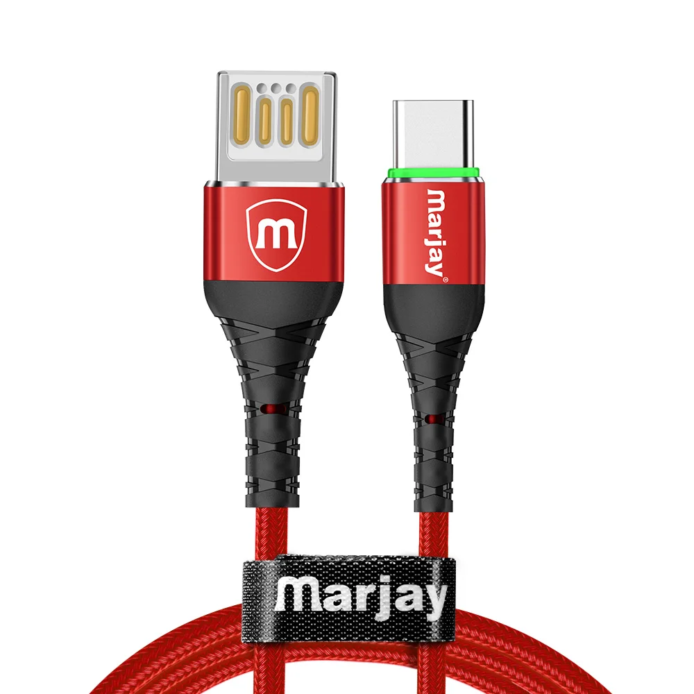 Red for Type C Marjay USB быстрая зарядка type-C кабель для samsung S10 S9 S8 Micro USB кабель для huawei P10 двусторонний кабель для Xiaomi Redmi - Цвет: Red for Type C