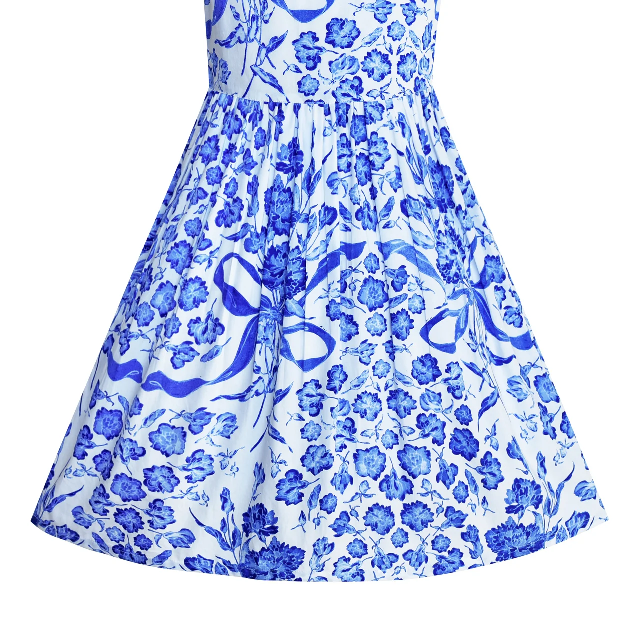 Sunny Fashion платья для девочек платье Цветок Девушка Платье Синий и Белый Фарфор Сбор