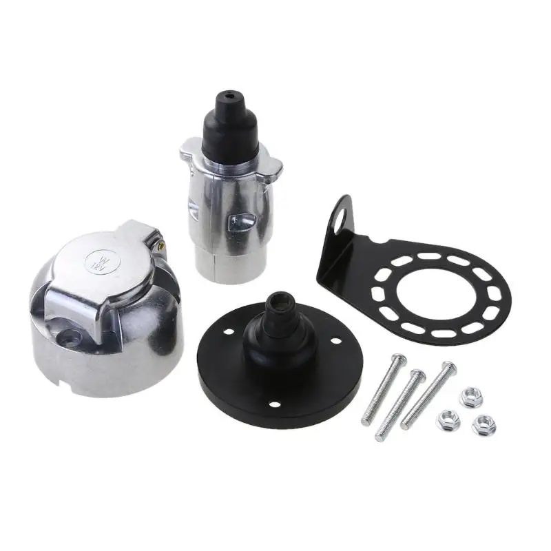 

VODOOL Car 7 Way RV Boat Truck Trailer Metal Plug Connector Adapter+ Socket Kit Car Auto High Quality Car Accessories