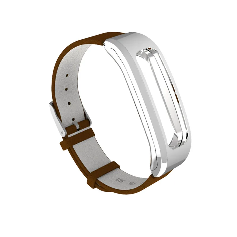 Brown Silver Mijobs кожаный ремешок для huawei Honor Band 4 Runnning Версия смарт-браслет для Honor Band 4 ремешок для бега - Цвет: Brown Silver