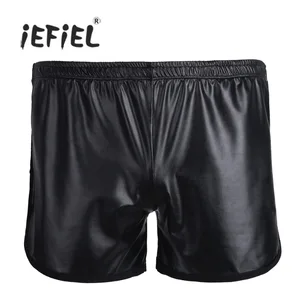 IEFiELмодные мужские шорты-боксеры из искусственной кожи с задним карманом
