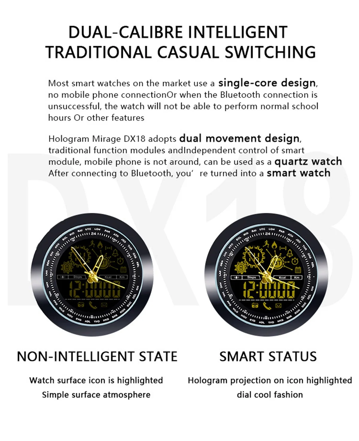 696 DX18 Waterproof GPS Multifunction Smart Watch 1.21 FSTN LCD Heart Rate Monitoring Sleep Monitoring Swim Sport Smart Bracelet