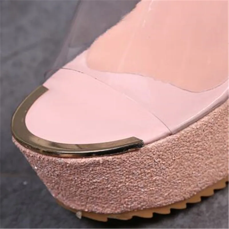 Женские прозрачные слиперы FeiYiTu летние свадебные туфли на платформе и высоком