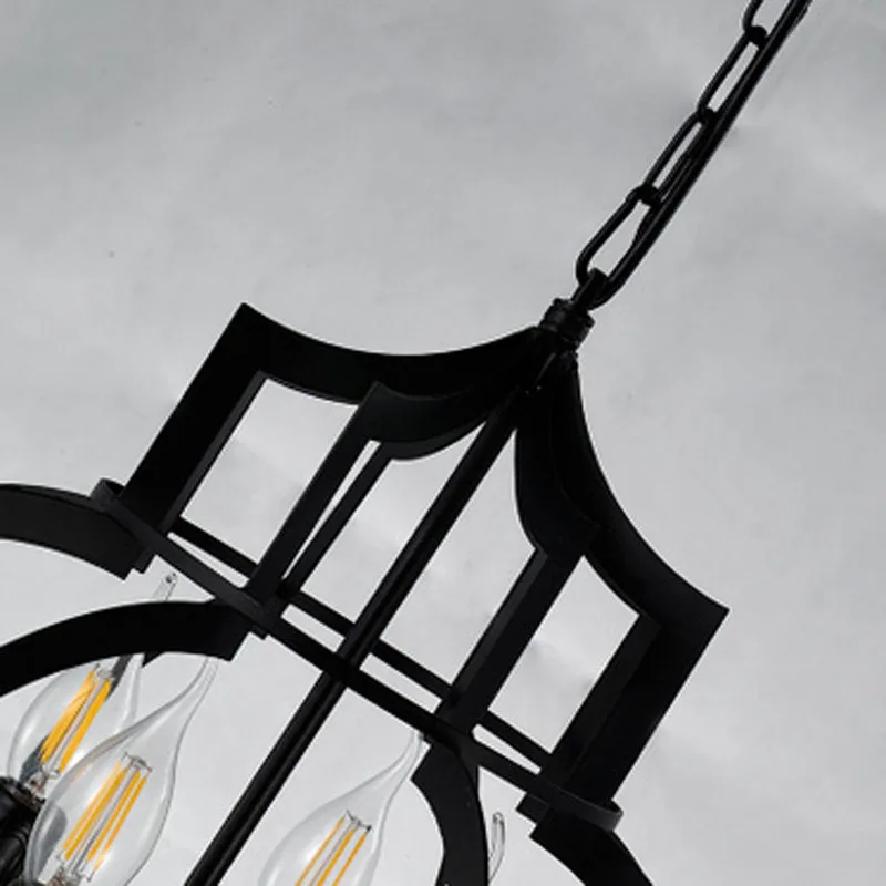 Ретро черная железная лампа люстра для гостиной оптовая продажа креативные