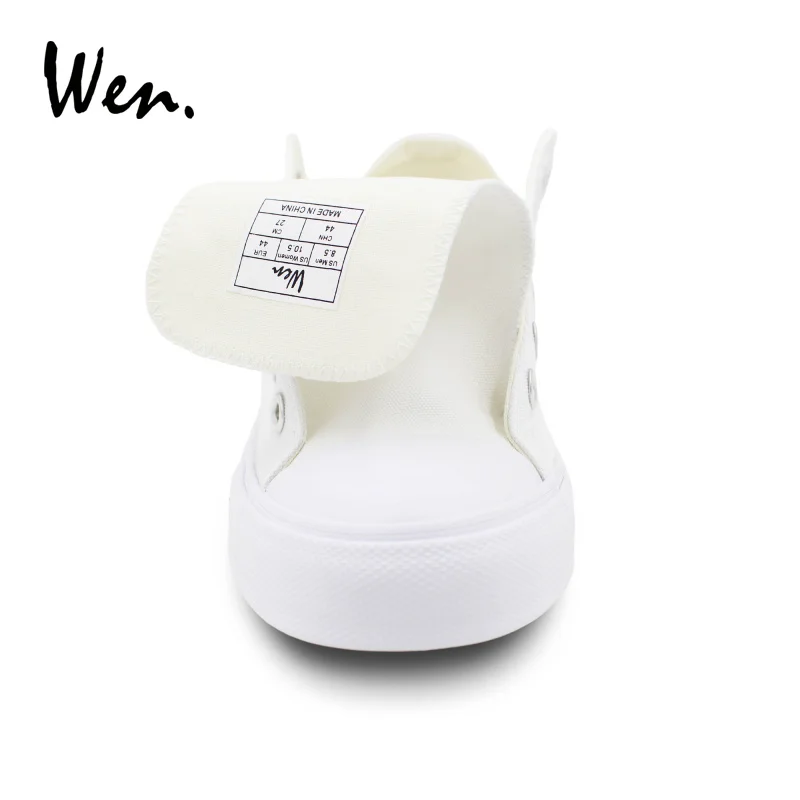 Вэнь Модные мужские повседневные парусиновые туфли ручная роспись зеленый