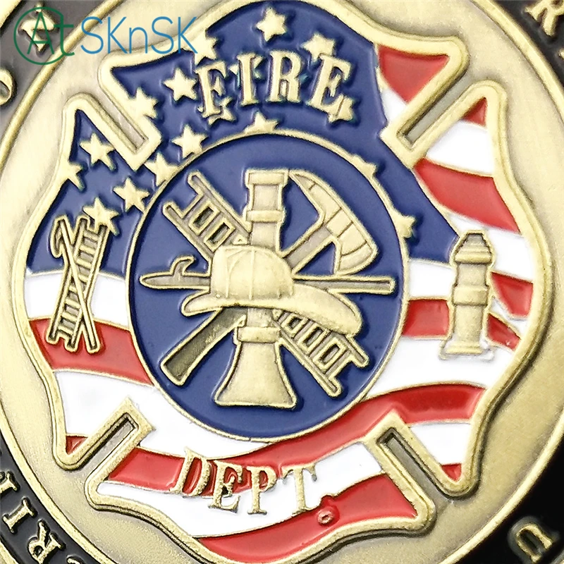 

AtSKnSK 5pcs/lot US Challenge Coins Sain Florian Firefighter Souvenir Coins Antique Bronzed Plated Crafts as Souvenir Gift