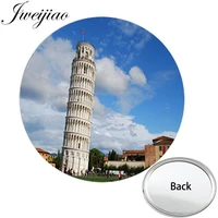 jweijiao the leaning tower of pisa anniversary one side flat mini pocket mirror compact makeup vanity hand travel purse mirror