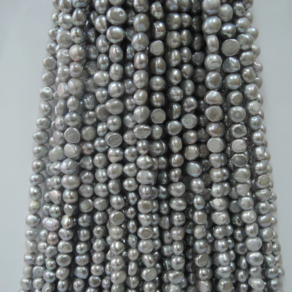 

7-8 mm 100% Real freshwater loose pearl beads,gray color pearl ,baroque shape-high luster-AAA pearls