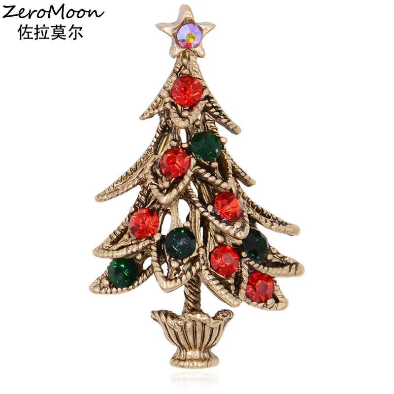 

Crystal Rhinestone Christmas Tree Brooch Star Pin For Women Vintage Fashion Jewelry Accessory