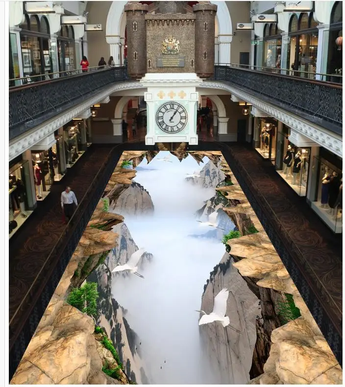 Современная Наклейка 3D Пол Горный пейзаж ПВХ самоклеящаяся настенная бумага|floor