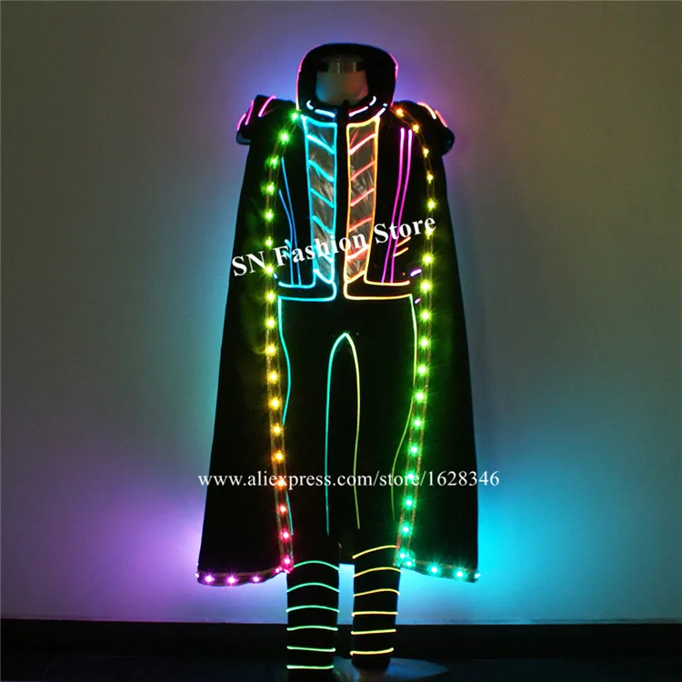 TC 207 полный цвет костюмы для бальных танцев светодиодные робот мужской костюм dj