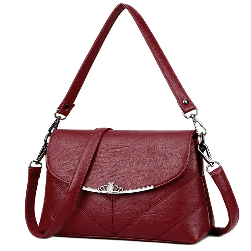 Женский Курьерские сумки Для женщин мода сумка кожа Crossbody сумки для Sac основной Роскошные Сумки Для женщин сумки дизайнер - Цвет: WineRed