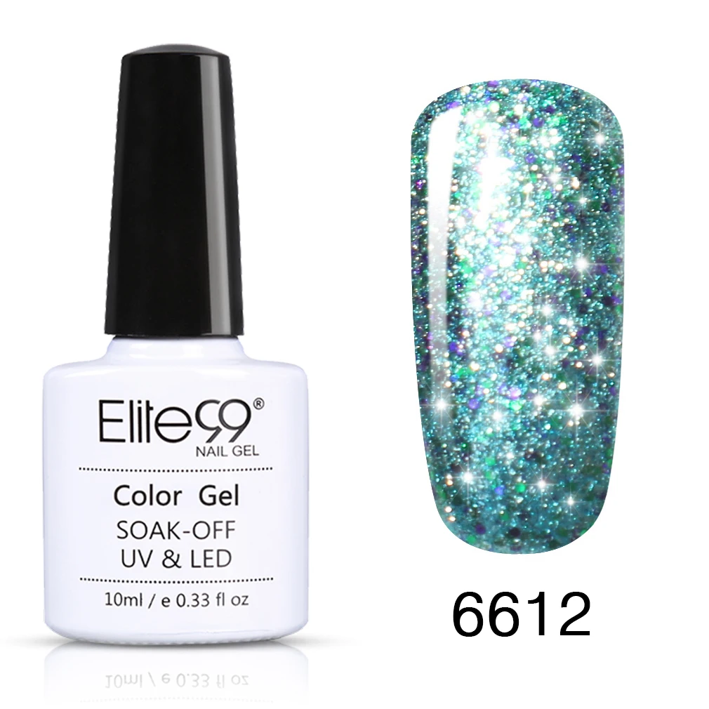 6612 Elite99 10 мл Звездный Гель-лак для ногтей Супер Bling Soak Off UV лампа Гель-лак Блеск Гель-лак маникюр лак для ногтей - Цвет: 6612