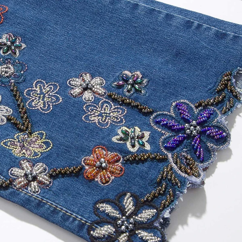 Лидер продаж 2019 узкие расклешенные брюки с высокой талией женские джинсы ручной