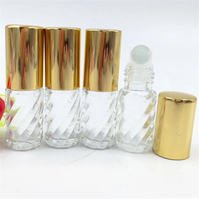 

50pcs 5ml Clear Glass Essential Oil Roller Twil Bottles with Glass Roller Balls Aromatherapy Perfumes Lip Balms Roll On Bottles