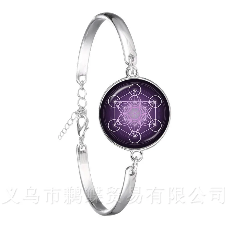 Pentacle Браслет 18 мм стеклянный купол художественный Рисунок круг Посеребренная