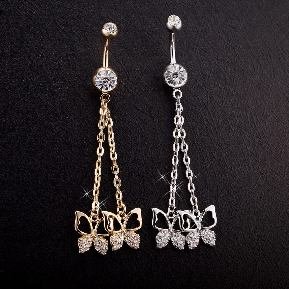 New Fashion Woman's Butterfly Belly Button Rings Bar Surgical Piercing Sexy Body Jewelry for Women Navel P0118 | Украшения и