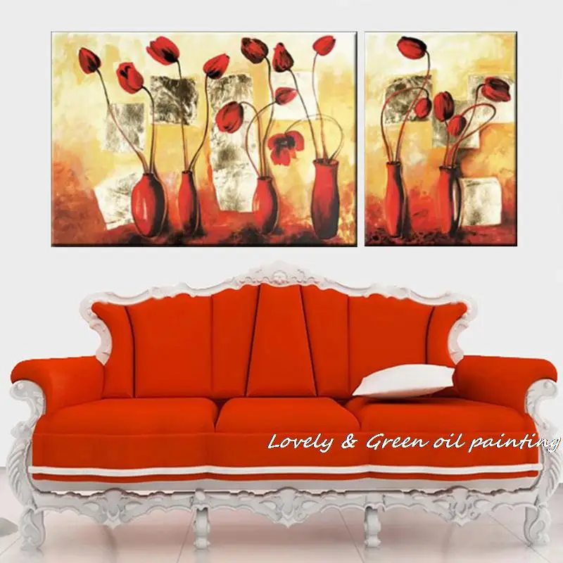 2 шт. 100% ручная роспись цветок картина маслом на холсте Современная Абстрактная