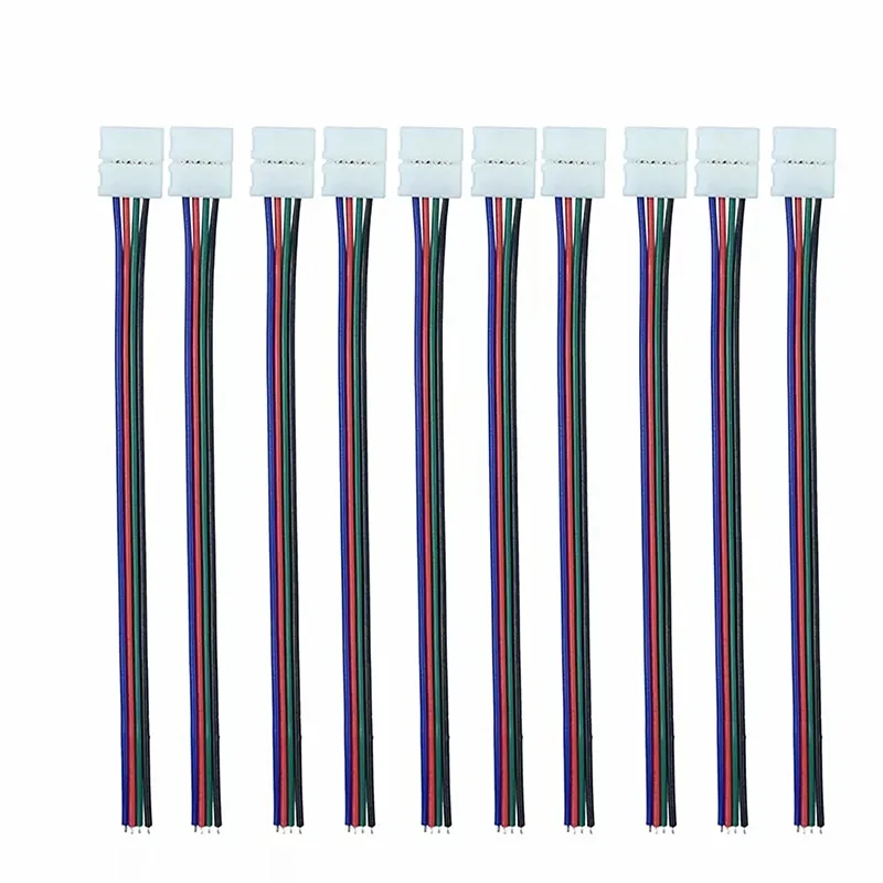 Разъем светодиодной ленты 8 мм 10 мм 2 Pin 4 Pin 3528 5050 провод RGB один цвет Solderless СВЕТОДИОДНЫЙ печатной платы провода коннекторы для сварки