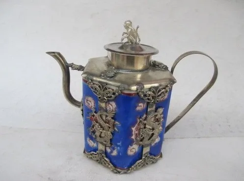 YM 314 Chinese ancient Tibet copper relief dragon monkey butterfly ceramic teapot | Дом и сад