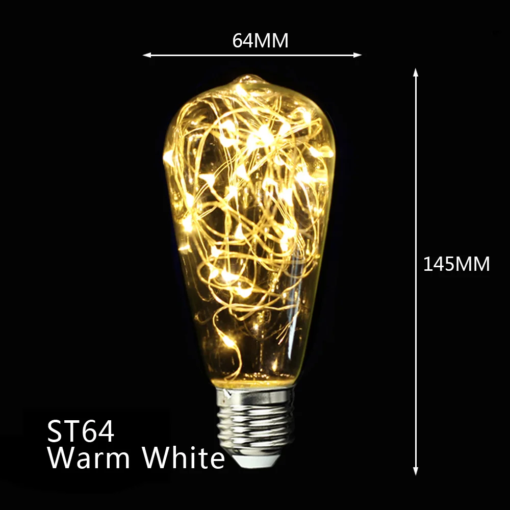 Светодиодные лампы Эдисона RGB мигающий медный провод светильник большая