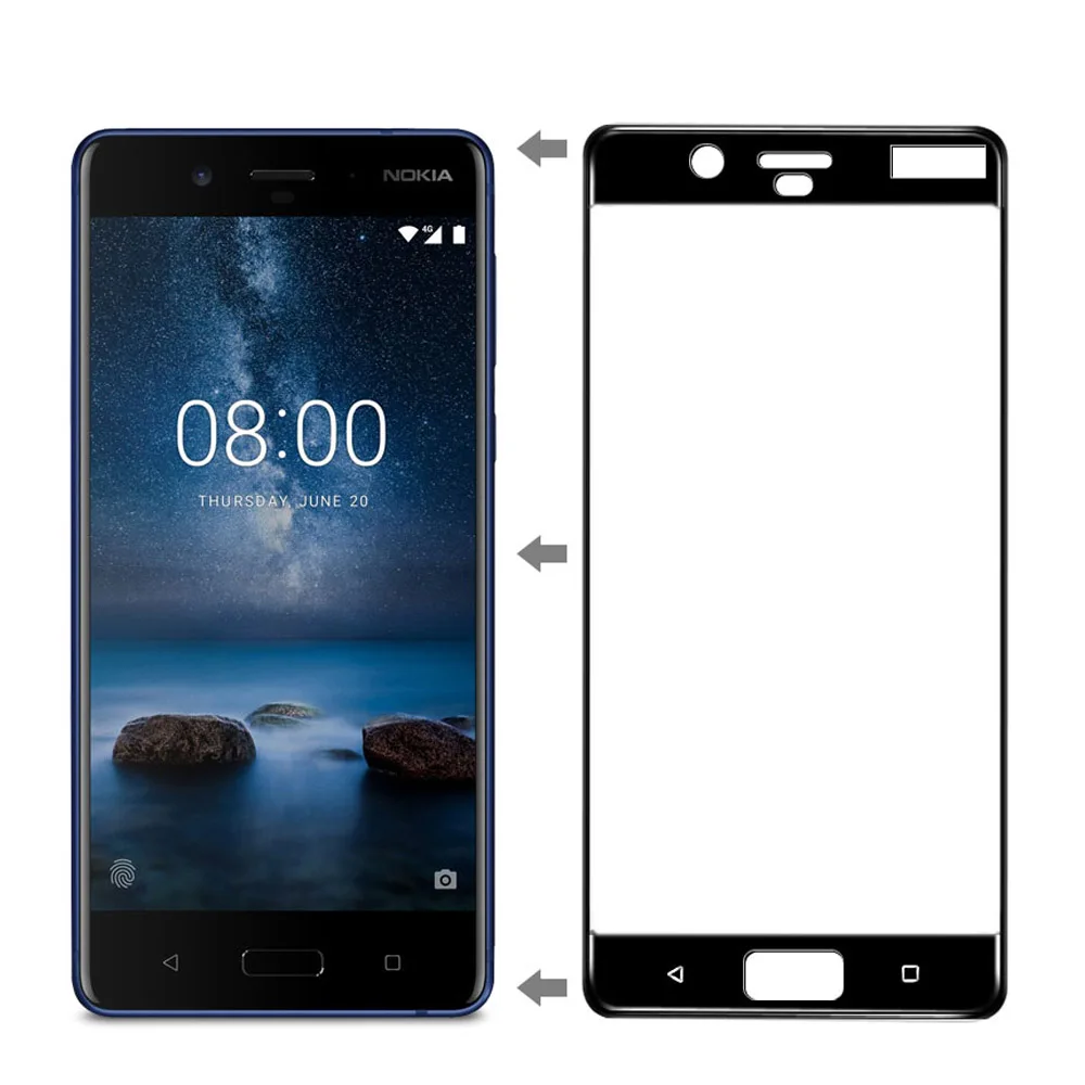 Закаленное стекло 9H 3D для Nokia 8 полноразмерная Взрывозащищенная защитная пленка