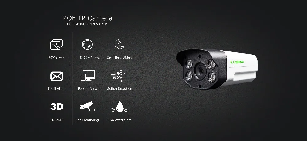 G. Craftsman 5MP POE IP Камера уличная Водонепроницаемая 50 м инфракрасное ночное видение Onvif 2,6 CCTV видеонаблюдение Безопасность P2P электронная почта