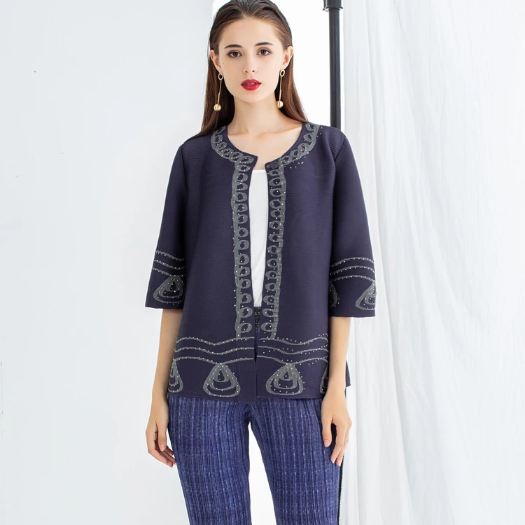 Changpleat Early autumn New women cardigan coat Miyak Pleated fashion Diamond Design Loose Single Button outwear Jackets Coats | Женская