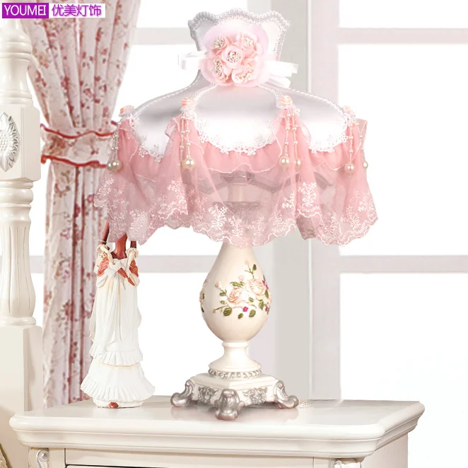 Европейской роскоши принцесса кружева пастырской спальня тумбочка лампы