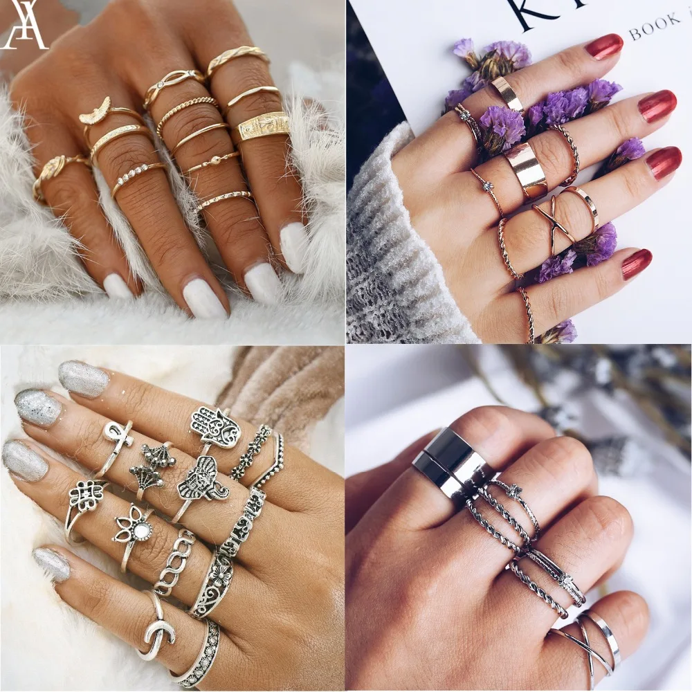 AY Boho вечерние кольца Крылья с кристаллами крошечные ювелирные изделия подарок 12