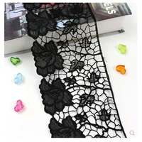 1yardlot black flower leaf lace trims embroidery fabric lace ribbon for sewing crafts diy clothes garments accessories decor