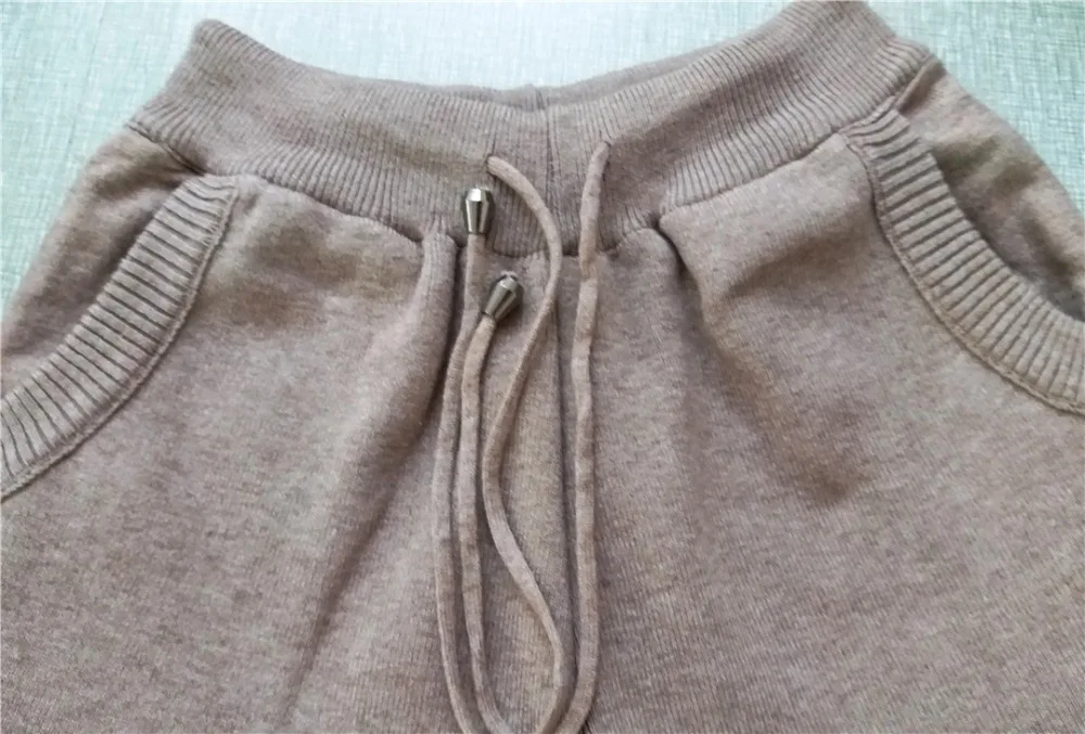 ALPHALMODA Зимние новые трикотажные костюмы куртка с капюшоном из натурального меха вязаные брюки женские модные широкие брюки Chandal Mujer спортивный костюм