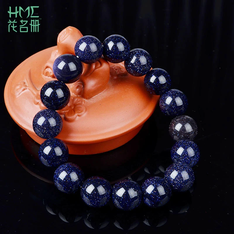 Мужской браслет из песчаника синего цвета диаметр 8 мм 1 шт.|bead bracelet|bracelet bluecouple