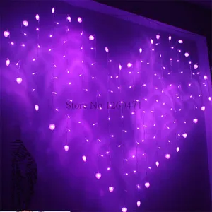 2016 хорошее качество 2 м x 1,5 м в форме сердца 124 светодиодная гирлянда в форме сердца праздничное освещение рождественское свадебное украшение занавеска s