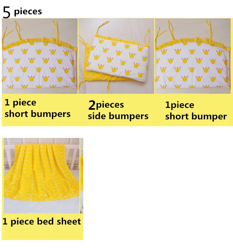 

5pcs/set Nordic Style Baby Room Crib Bedding Set Cotton Baby Bed Linens Set Multi Sizes Cot Bedding Include 4 Bumpers Sheet