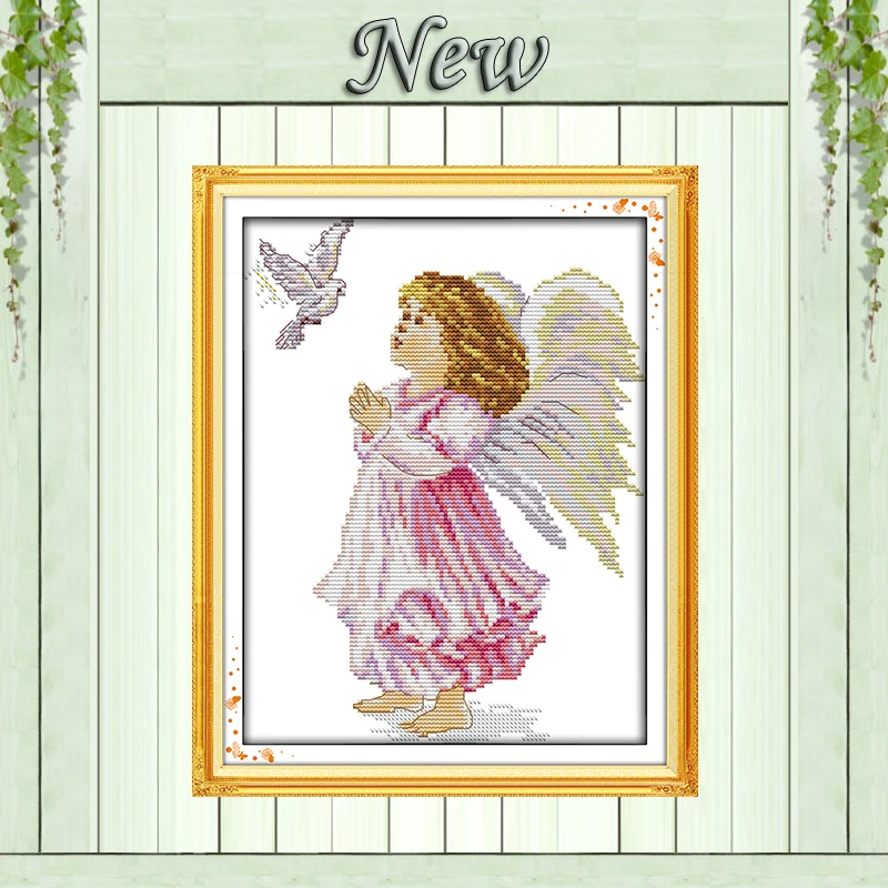 Набор для вышивки крестиком Ангел мира картина с голубьей девушкой напечатанная