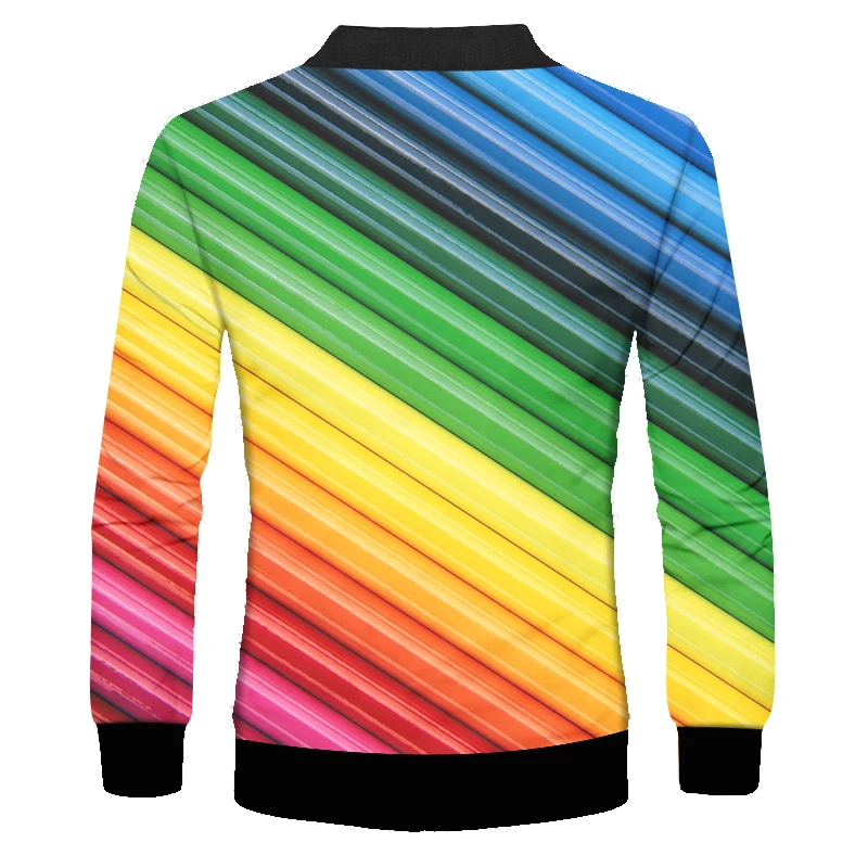 OGKB Zip Jacket Autumn Man New Long Sleeve Tops 3D Printed Colorful And Stripes Lines Oversized Garment Unisex Spring Coat | Мужская