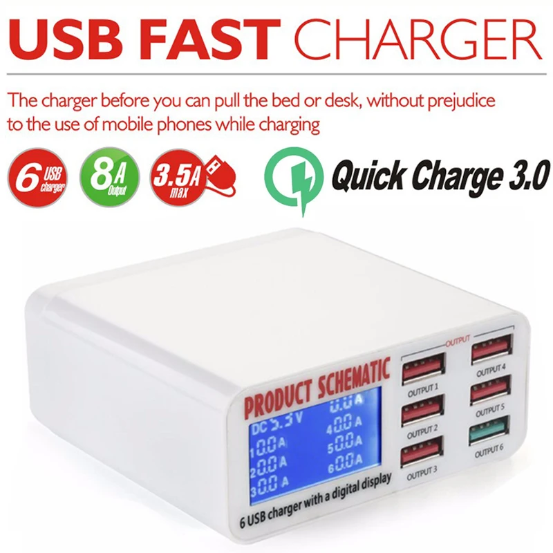 Quick Charge 3 0 USB Led Дисплей Fast Travel стены Зарядное устройство адаптер зарядки для samsung