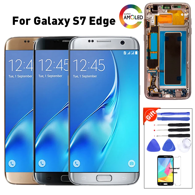 Super AMOLED 5 ''Экран для SAMSUNG Galaxy S7 край ЖК дисплей Дисплей G935 G935F G935A Touch планшета