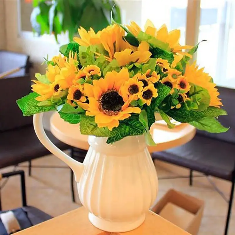 2 ветки Искусственные цветы поддельные подсолнухи искусственные растения для