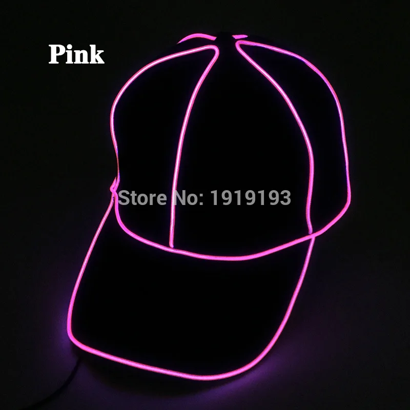 Pink Топ продаж сверкающие неоновые светодиодные полосы трубы Рождественский колпачок светильник EL Wire мерцающий спортивный головной убор для флуоресцентный танцевальный вечерние Декор - Испускаемый цвет: Pink
