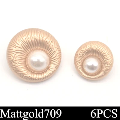 NO158 mattgold709 Высокое качество 6 шт./лот модные жемчужные декоративные пуговицы золотые швейные пуговицы для женщин кашемировый свитер пальто аксессуары ремесла - Цвет: NO158 mattgold709