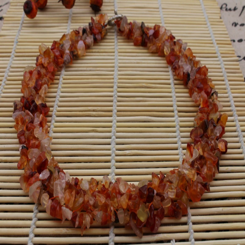 JINSE Stone Fluorite Garnet Coral Opal 5 Layers Chip Beads Necklace Natural BLS104 | Украшения и аксессуары