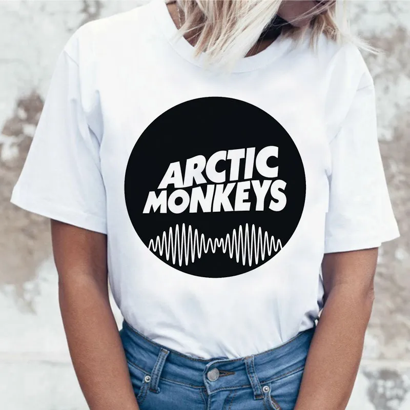 Белая женская футболка с принтом «Arctic Monkeys», летние топы с коротким рукавом и круглым вырезом, женская футболка в стиле панк-рок с буквенным принтом, женская футболка - Цвет: 3453