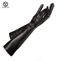 ching yun lady long glove fashion sheepskin leather black gloves2019 women genuine mittens female thin lining style arm sleeve